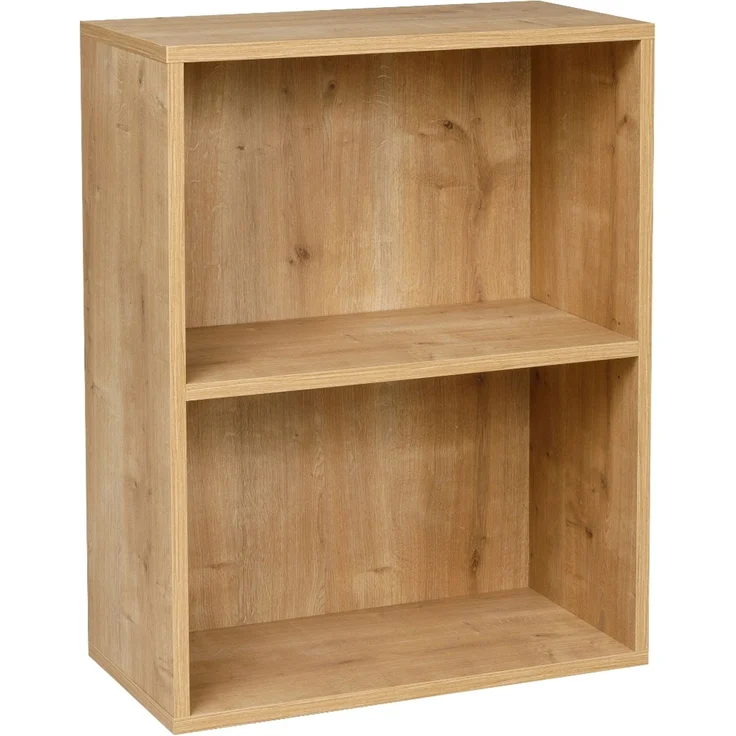 furni24 Breites Bücherregal mit 2 Fächern, Holzregal, Würfelregal, Aufbewahrungsregal, Saphir Eiche, 60 x 31 x 77h – Bild 6