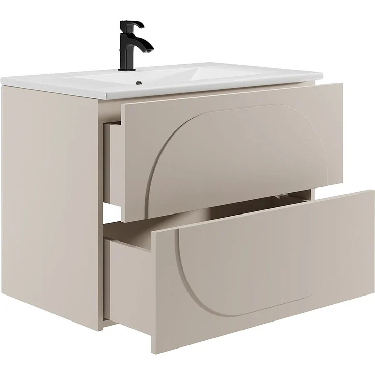 Vente-unique - Badmöbel Wandschrank + Einbauwaschbecken - Beige - 80 cm - VUTOMA – Bild 4