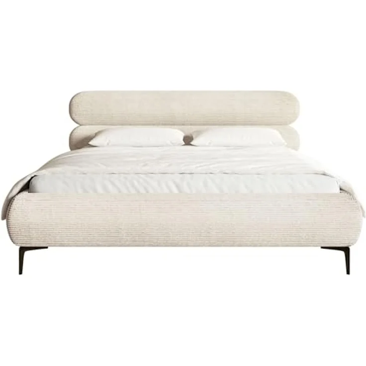 Selsey Polsterbett 180x200 cm Cord Hellbeige – Bett mit Stauraum und Bettkasten, gepolstertes Bett mit Lattenrost und Metallrahmen, Doppelbett Schlafzimmer mit schwarzen Füßen und Gasdruckfedern – Bild 5
