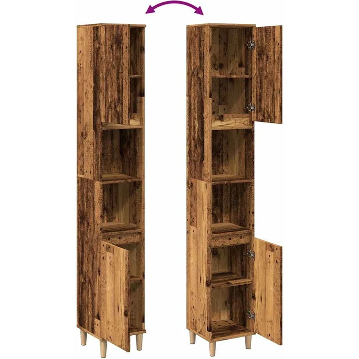 vidaXL Badschrank Altholz-Optik 30x30x190 cm Holzwerkstoff 857102 – Bild 8