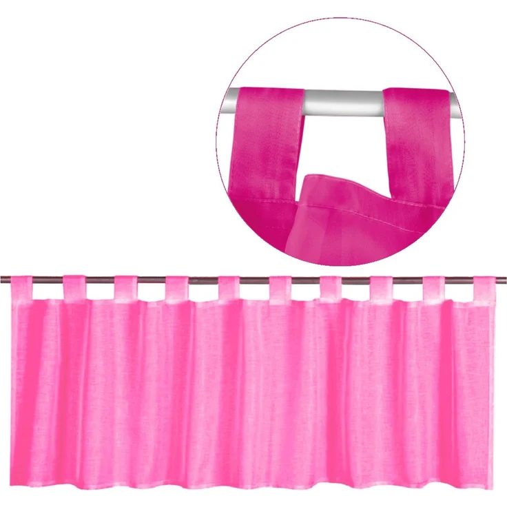 Schlaufen-Bistrogardine in B160cm x L60cm, transparente uni Scheibengardine Voile in vielen verschiedenen Farben erhältlich (pink - fuchsia) – Bild 1