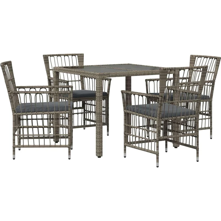 vidaXL Outdoor-Essgruppe 5 stk. Grau Poly-Rattan 3448935 – Bild 1