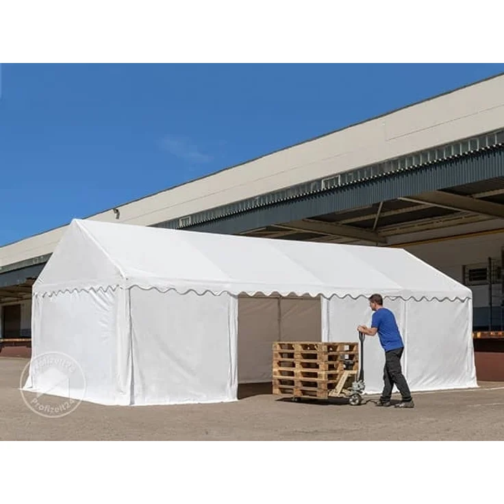 TOOLPORT Lagerzelt 5x10 m Zelthalle Unterstand Weidezelt PVC Plane 700 N wasserdicht in weiß – Bild 4