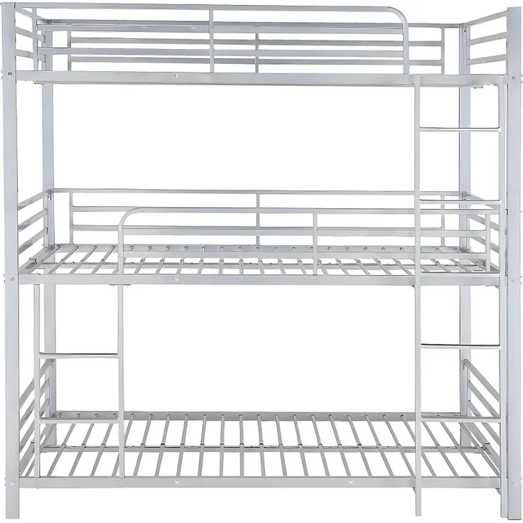 Vente-unique - Etagenbett - 3 Personen - 3 x 90 x 190 cm - Metall - Silberfarben - ELOUAN III – Bild 4
