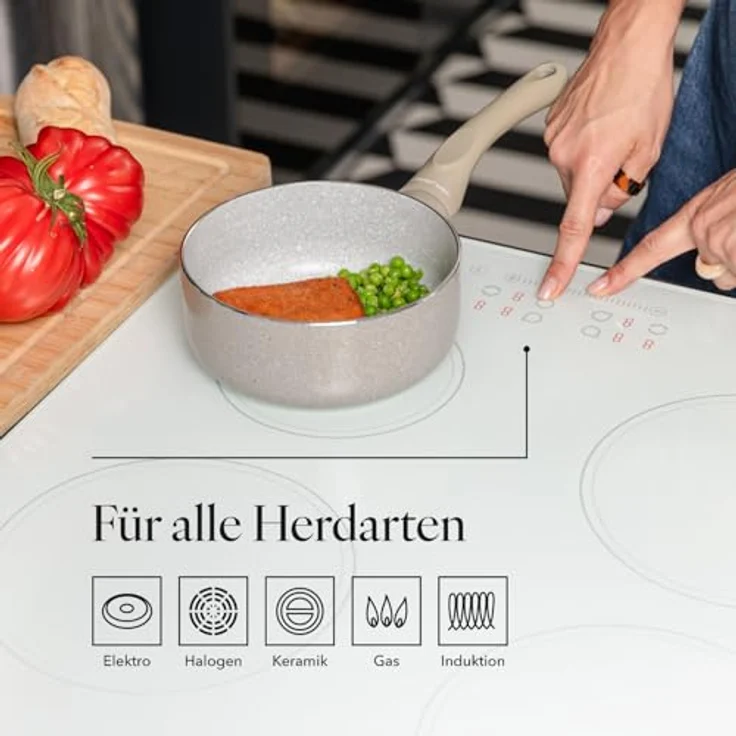 FLORINA Aluminium Kasserolle ISLA 16 CM 1,1L | Kleiner Kochtopf mit Antihaftbeschichtung | Schnelles und gleichmäßiges Erhitzen | Soft-Touch-Griff | Ästhetisches Design, Grau – Bild 4