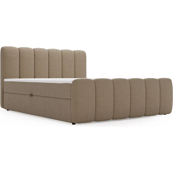 GRAINGOLD Cloud Boxspringbett 200x200, Bett mit Bettkasten, Bouclé-Stoff, mit Kopfteil, Braun – Bild 2