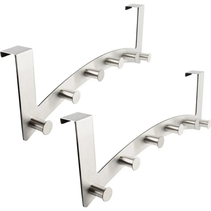 RICOO Garderobenleiste Tür Hakenleiste Hängegarderobe Türhakenleiste aus Stahl 6 Haken (2-er Set / 2 Stk. / MH027S-6x2, 2 St, Türgarderobe Garderobenhaken Tür Hakenleiste Platzsparende Garderobe), Garderobe ohne Bohren Kleiderhaken Tür bis max 18mm Tür... – Bild 4