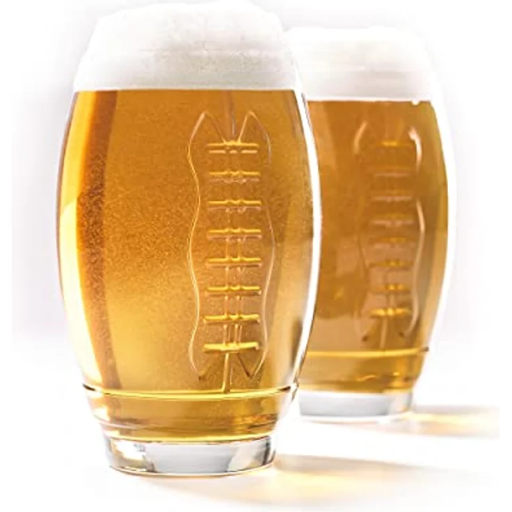 40YARDS Bierglas American Football Glas (2er Set) mit erhabener Football Naht (600 ml), 2-tlg, 100% Glas, erhabene, fühlbare Naht – Bild 2
