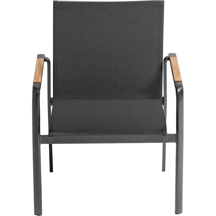 KETTLER DIAMOND Lounge Sessel Outdoorgewebe anthrazit Teak – Bild 2