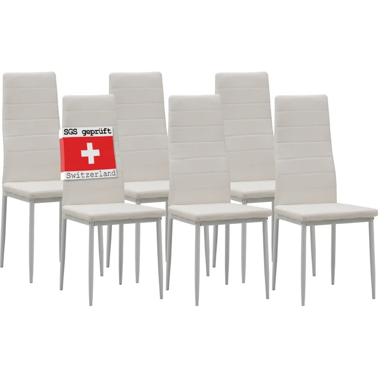 Albatros Esszimmerstühle MILANO 6er Set, Weiss - Polsterstuhl mit Kunstleder-Bezug, Modernes und Stilvolles Design am Esstisch - Küchenstuhl oder Stuhl Esszimmer mit hoher Belastbarkeit – Bild 1