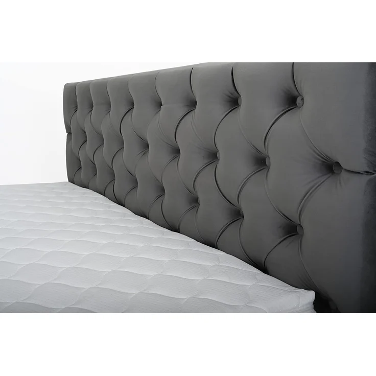 Belanoti Boxspringbett Any (Boxspringbett 160x200 mit Bettkasten, 7-Zonen Taschenfederkern Matratze inklusive Visco Topper), Bett 160x200 in der Farbe Anthrazit H2/H3 Polsterbett – Bild 3