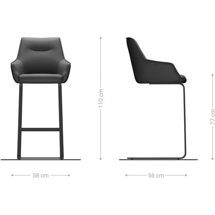 Barstuhl Alja-Flex Strukturstoff Soft Grau Freischwinger Flach Edelstahl Silberfarben Taschenfederkern – Bild 7