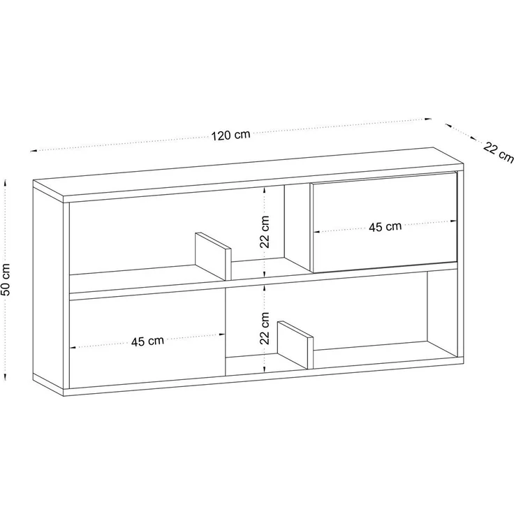 Calicosy Hängeregal mit 2 Türen und 2 offenen Fächern Holzdekor Eiche B120 cm – LYA - Helles Holz – Bild 5