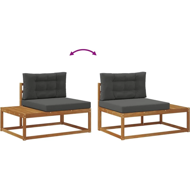 vidaXL Outdoor Endsofa Natur 115 x 83 x 73 cm Massivholz Akazie 900554 – Bild 9
