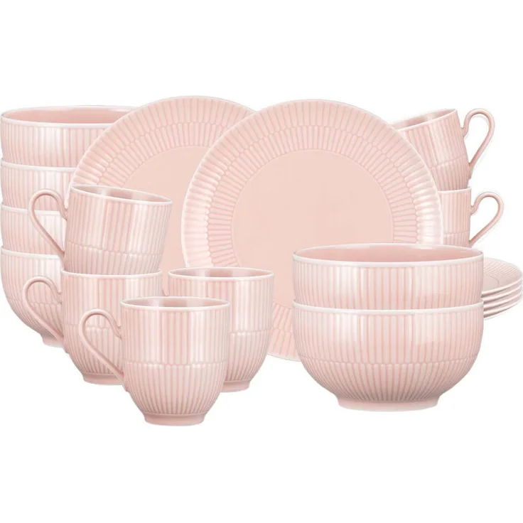 Seltmann Weiden Amina Frühstücks-Set, 18-teilig, rosa, Porzellan, spülmaschinen- und mikrowellengeeignet
