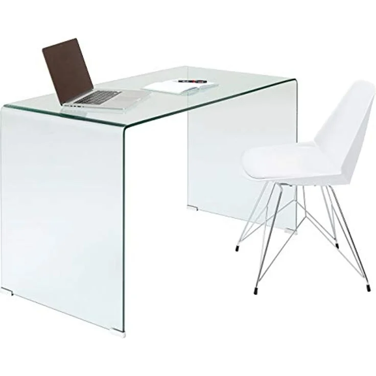 Kare Design Schreibtisch Clear Club, Transparent, Modern, Elegant, Platzsparend, Wohnzimmer, Büro, Home-Office, ESG-Glas, 78 x 125 x 60 cm (H/B/T) – Bild 3