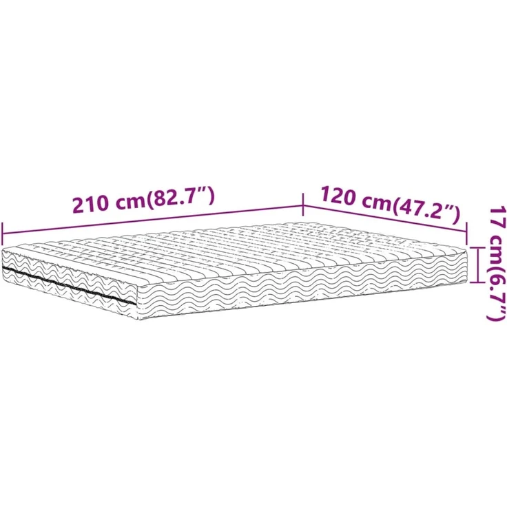 vidaXL Schaumstoffmatratze Weiß 120x210 cm Härtegrad H2 H3 4016633 – Bild 9