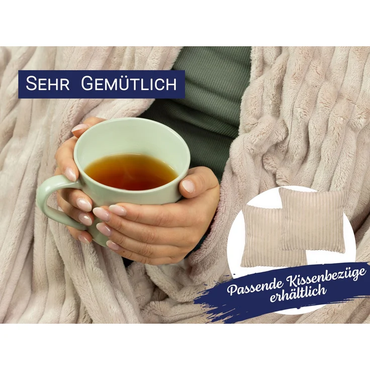 ZOLLNER Kuscheldecke flauschig aus 100% Polyester, 150x200 cm, Beige – Bild 2