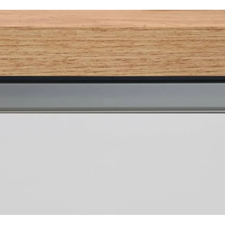 Dmora - Kücheninsel Patrizio, Mehrzweckschrank, Küchenzeile Schrank, Zusätzlicher Tisch, 100% Made in Italy, 155 x 90 x 90 cm, glänzendes Weiß und Eiche – Bild 9