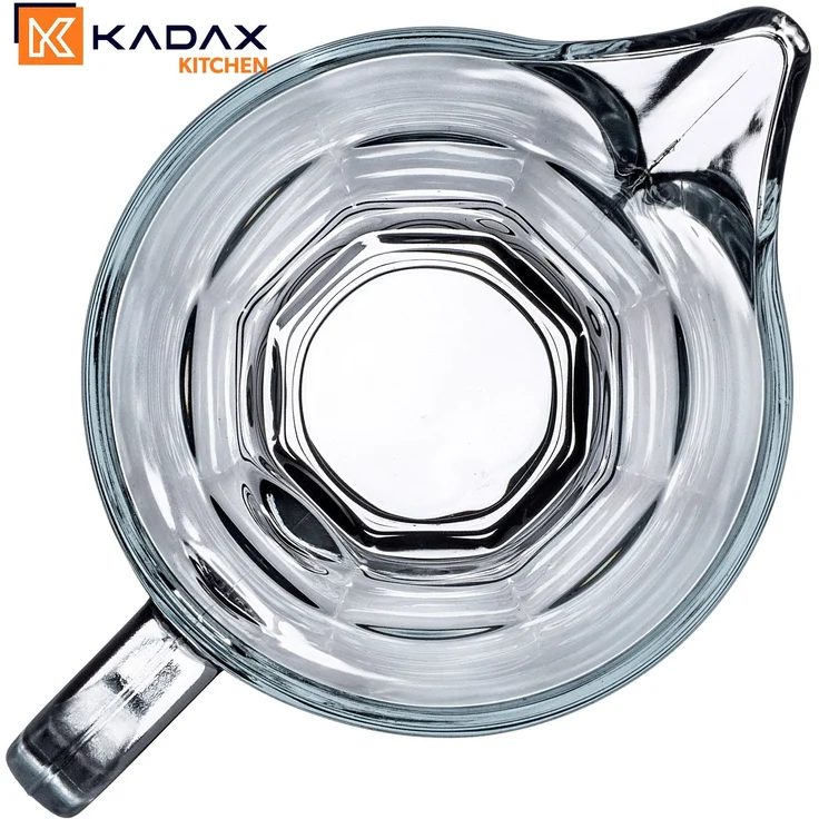 KADAX Krug, Glaskanne, Glaskrug aus robustem Glas, Wasserkrug mit Auslauf und handlichem Griff, Glaskaraffe für kalte Getränke, Saft, Milch, Eistee, transparent – Bild 7