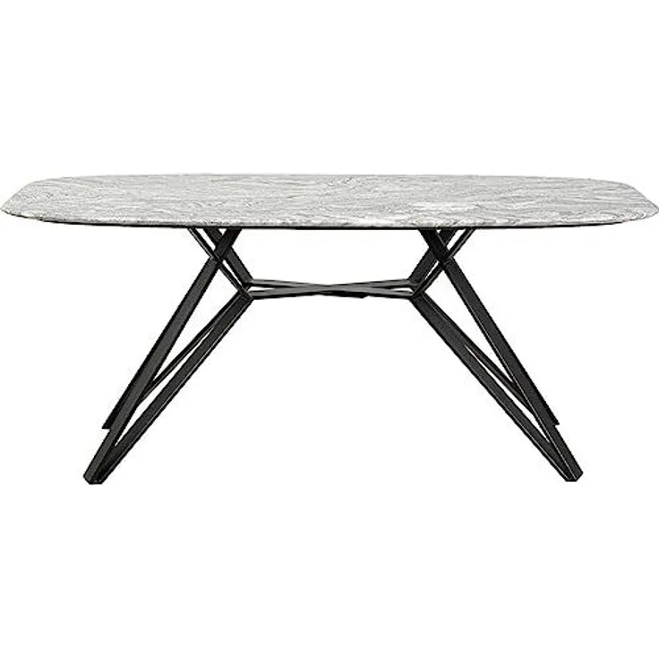 Kare Design Tisch Okinawa, Schwarz, 4-6 Personen, Tischplatte aus Granit, Hochwertig, Langlebig, Esszimmertisch, Besprechungstisch für Office, Stahlgestell, 76 x 180 x 90 cm (HxBxT)
