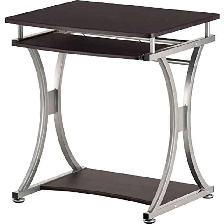 BAKAJI Schreibtisch mit ausziehbarem Tastaturständer und Ablage für den Arbeitsplatz, Computer, aus Metall und MDF-Holz, Einrichtung, Zuhause, Büro, Kinderzimmer, modernes Design, kompakt, Farbe Braun – Bild 6
