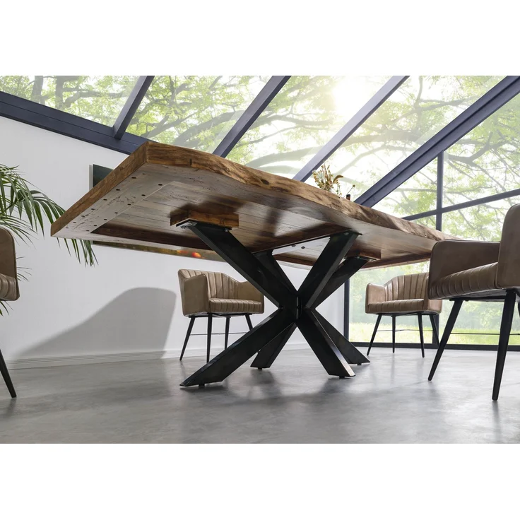 Baumtisch Sheesham 180 x 90 x 77 natur gebeizt / Kreuzgestell anthrazit glänzend FREEFORM 5 – Bild 3