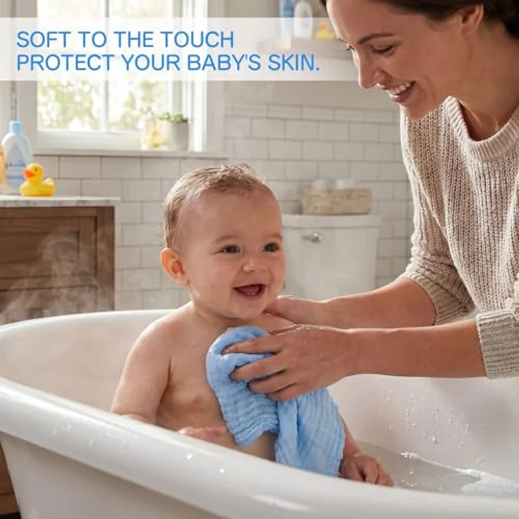 EXTSUD Baby Waschlappen, 10er Musselin Spucktücher Baby 25x25cm Mulltücher Baumwolle Moltontücher Handtücher Weiche Gesichtstücher Neugeborene Baby Wipes(Farbig) – Bild 5