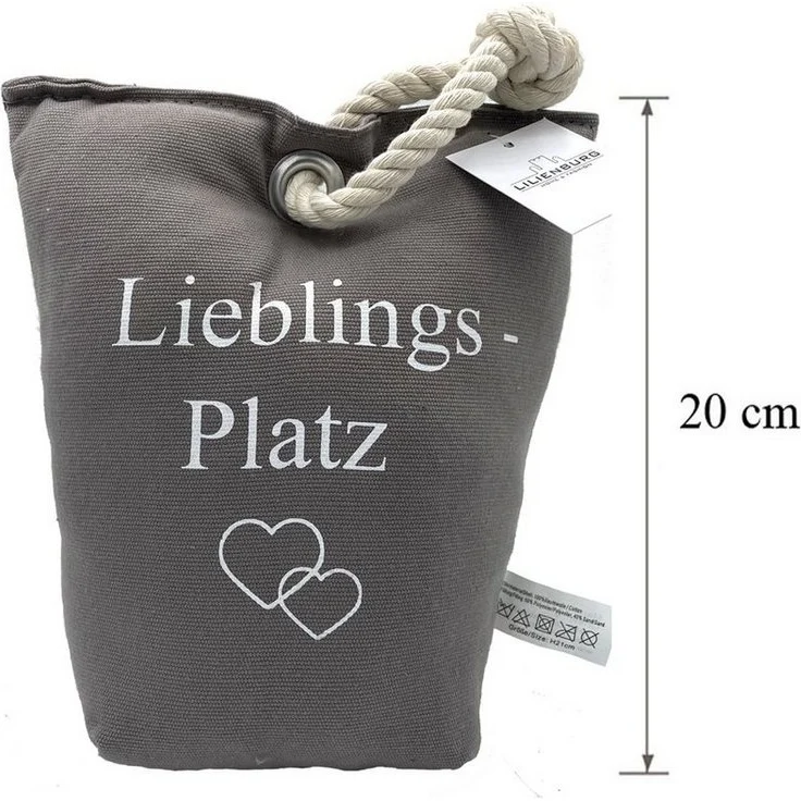 LB H&F Lilienburg Türfeststeller Türstopper Türdämpfer Türfeststeller Fensterstopper Grau Herz (schwer Stoff Sack Vintage (Lieblingsplatz), Lieblingsplatz – Bild 2