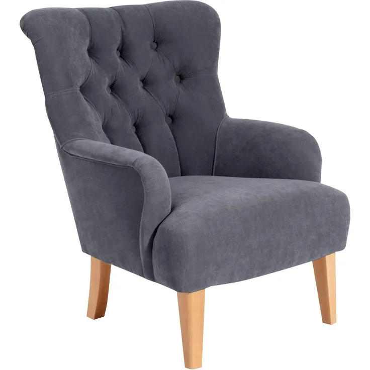 Sessel Kaiya Bezug Veloursstoff Buche natur / anthrazit 21233
