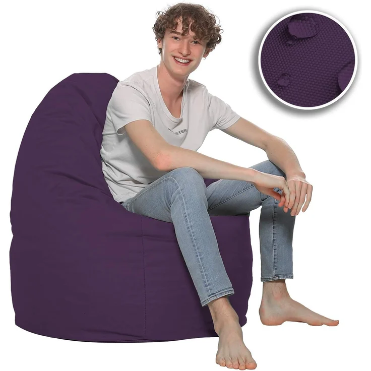HomeIdeal - Sitzsack XXL Bodenkissen für Erwachsene & Kinder - Geeignet für Gaming oder Entspannen - Indoor wie Outdoor da er Wasserfest ist - mit EPS Perlen, Farbe:Lila, Größe:XXXL – Bild 5