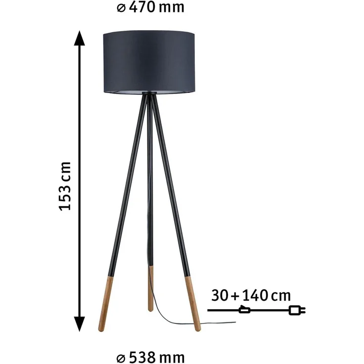 Paulmann No. 79633 Stehleuchte Neordic Rurik Grau, Holz E27 – Bild 6