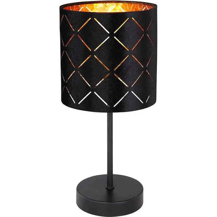 Tischleuchte, Dekorstanzungen, Samt, schwarz, H 35 cm