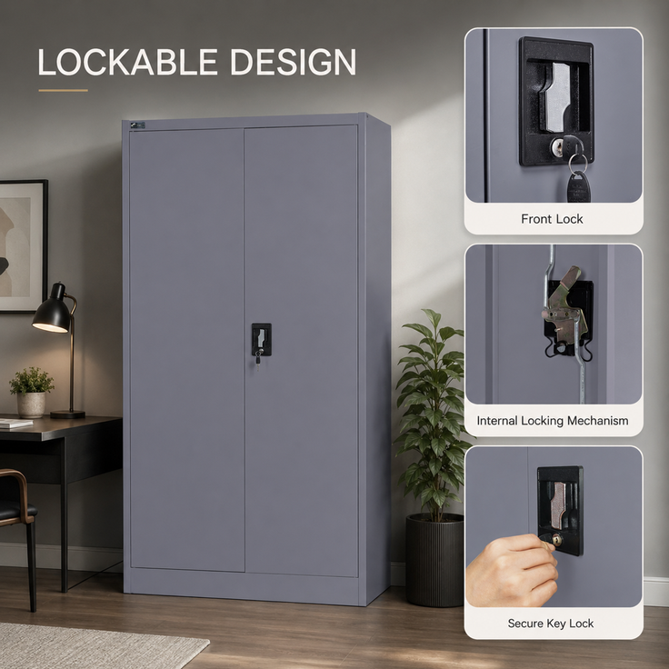 Makika Aktenschrank / Büroschrank abschließbar 40x90x140cm in Anthrazit