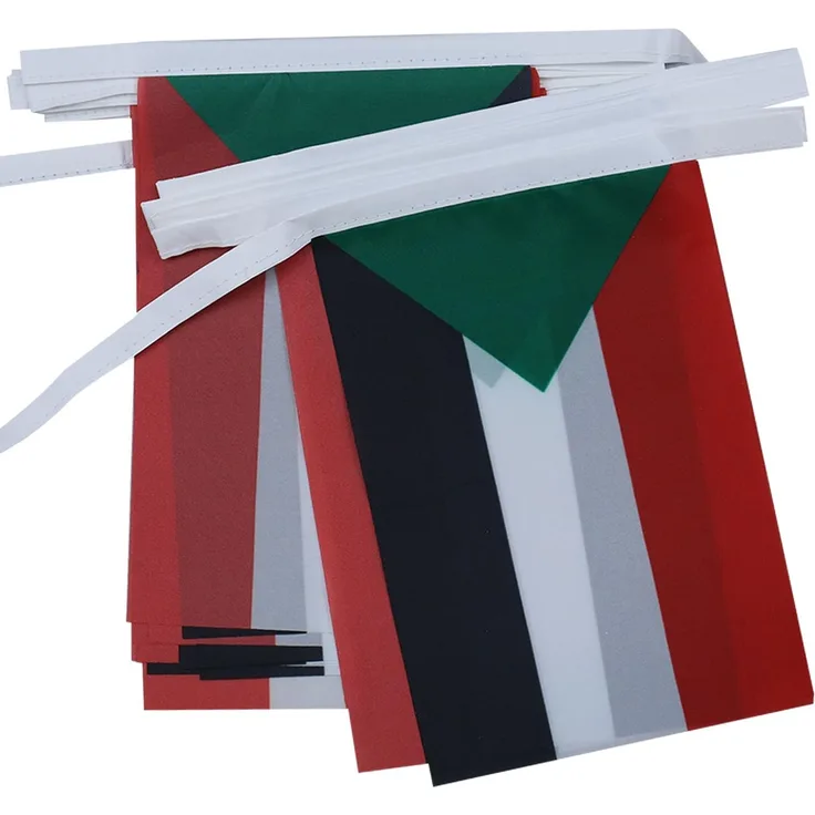 AZ FLAG - Fahnenkette Sudan 6 Meter Mit 20 Flaggen - 21x14 cm - Sudanesische Girlande Flaggenkette 14x21 cm