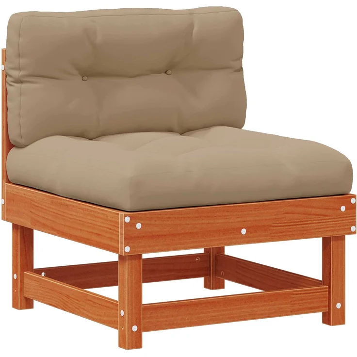 vidaXL Garten Mittelssofa Massives Kiefernholz Wachsbraun 865431 – Bild 2