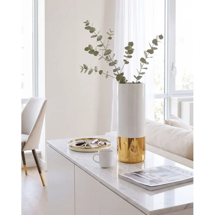 Blumenvase GELIDA 36 cm Steinzeug Weiß – Bild 3