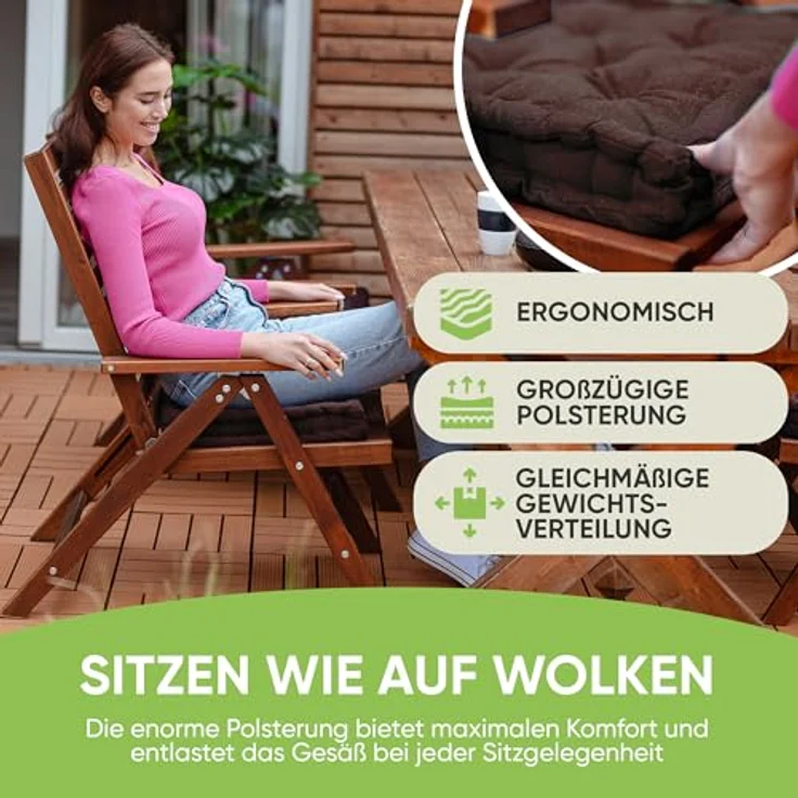 Gräfenstayn Sitzkissen 4er Set 40x40 cm mit 8 cm Polsterung aus 100 % Baumwolle -, robustes Sitzkissen für Indoor & Outdoor, bequemes Bodenkissen – Bild 3