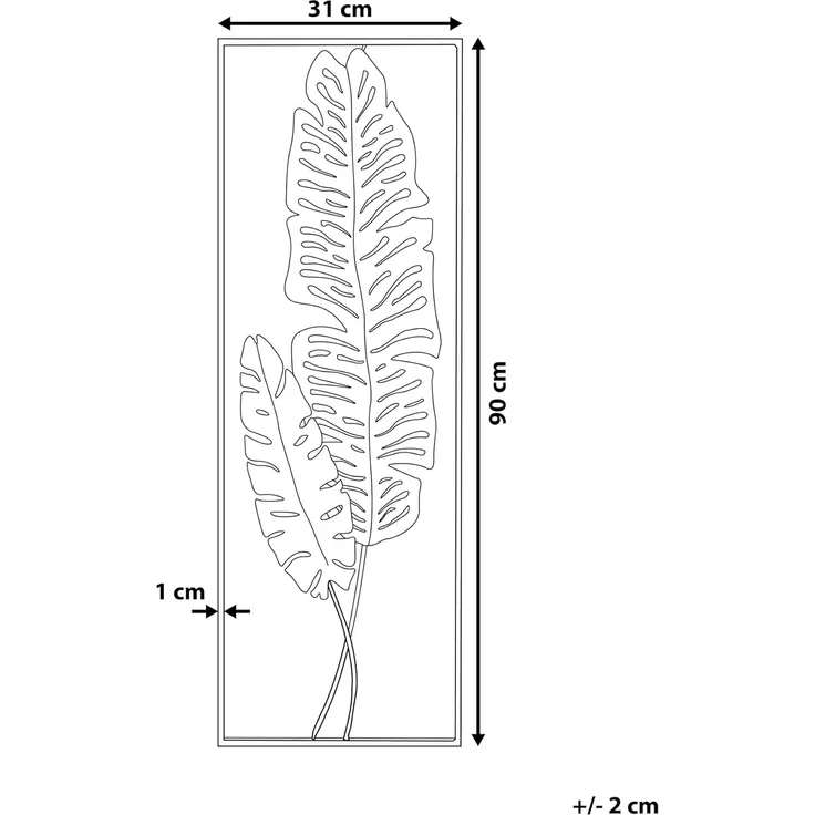 Wandobjekt Blatt PALLADIUM Metall 90 cm Gold – Bild 3