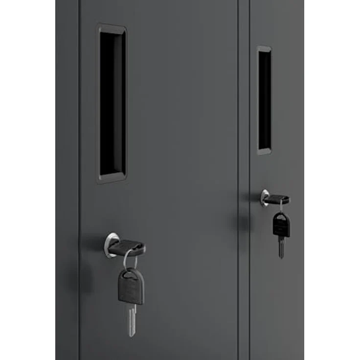 Jan Nowak Spind Metall Schliessfachschrank 4 Fächer Metallschrank abschliessbar 172 x 56 x 45 cm Sozialschrank mit Belueftung Kleiderstange Personalspind – Bild 7