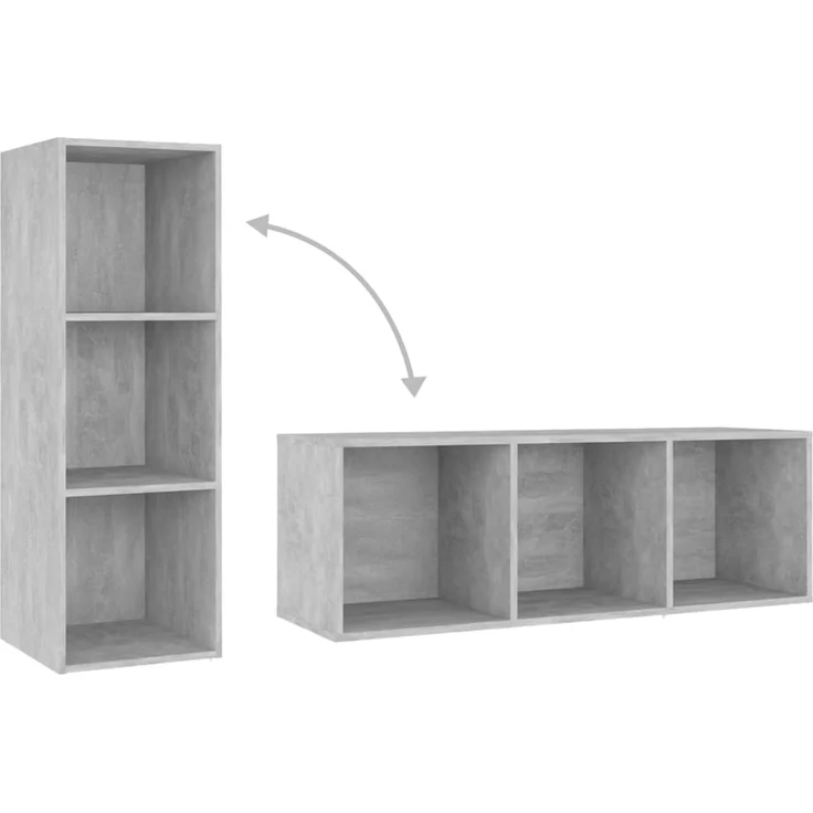 4 pcs TV-Schrank, Fernsehschrank Betongrau 107x35x37 cm Holzwerkstoff – Bild 7
