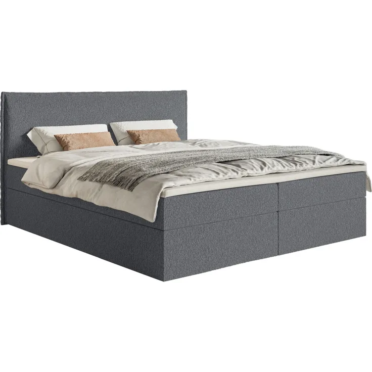 Selsey 'Softie' Boxspringbett 140x200 cm mit Topper und Stauraum, Chenille, Graphitgrau