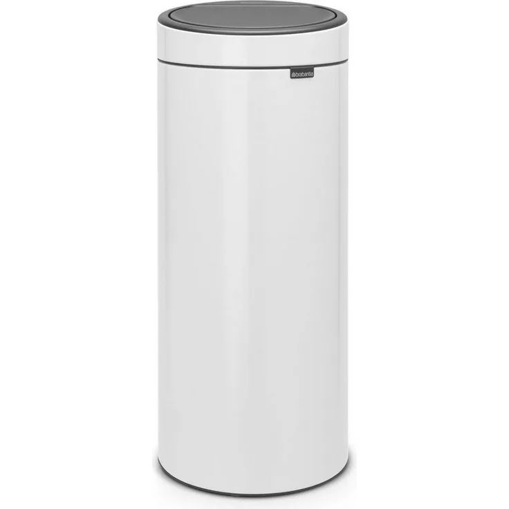 Brabantia Touch Bin, Mülleimer, Abfalleimer, Papierkorb in White, 30 Liter, 115141