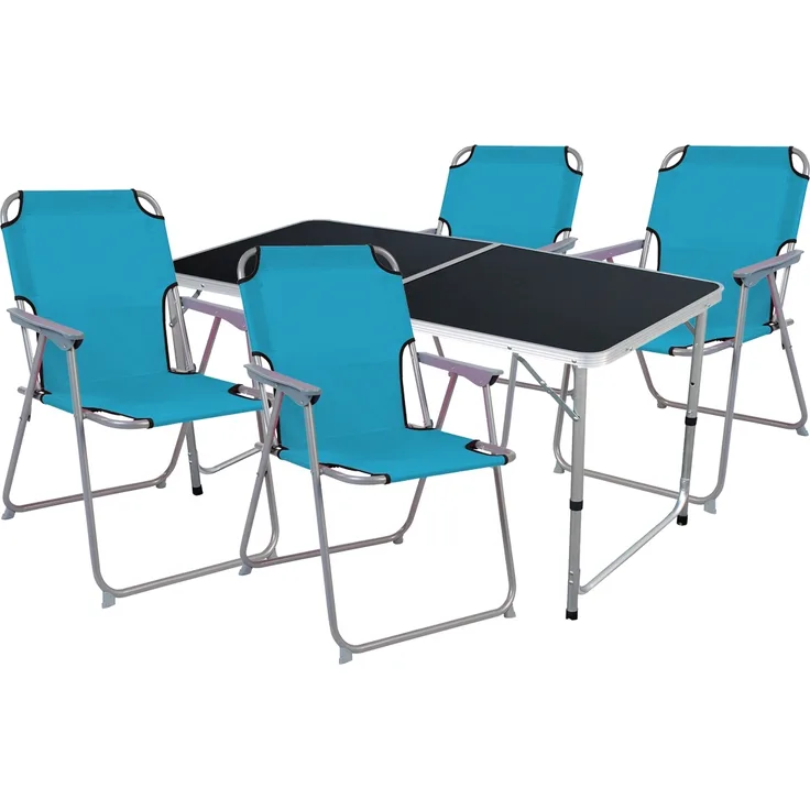 5-teiliges Campingmöbel Set Black Alu 120x60x58/70cm petrol