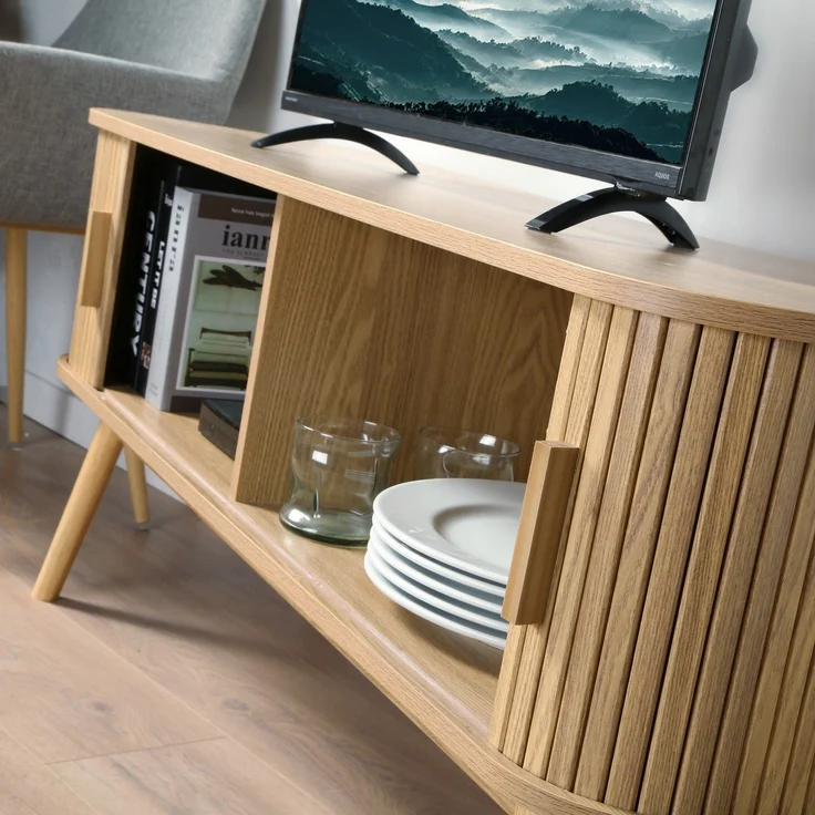 Casâme TV-Möbel 2 Schiebetüren L119 cm - ERNEST - Helles Holz – Bild 5