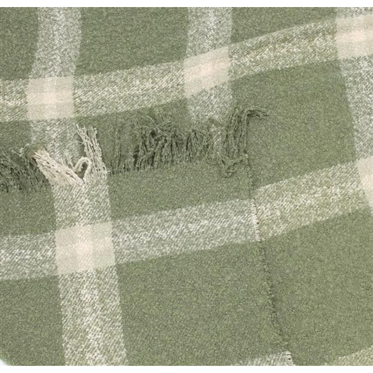 Kuscheldecke "Karo" weich, 127x152 cm, grün, Decke in Webobtik, Sofadecke mit Fransen, Couchdecke, Wohndecke – Bild 4