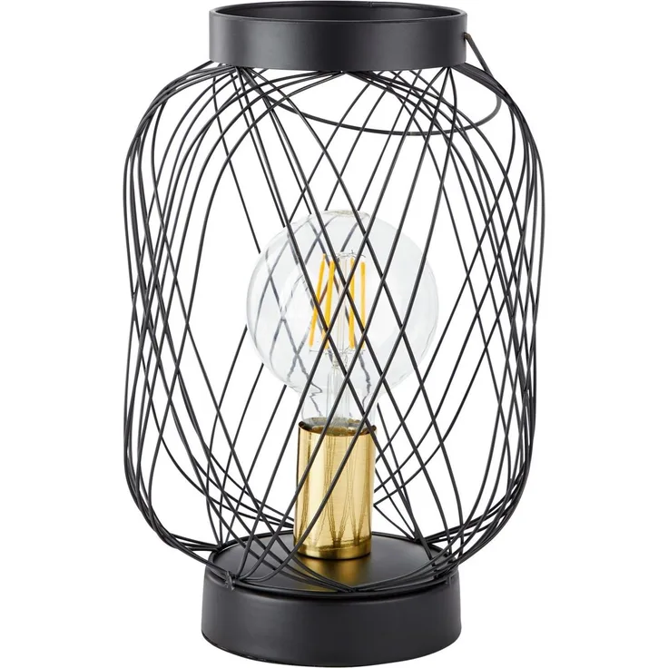 BRILLIANT Lampe Brogan Tischleuchte schwarz/messing gebürstet | 1x A60, E27, 60W, geeignet für Normallampen (nicht enthalten) | Für LED-Leuchtmittel geeignet