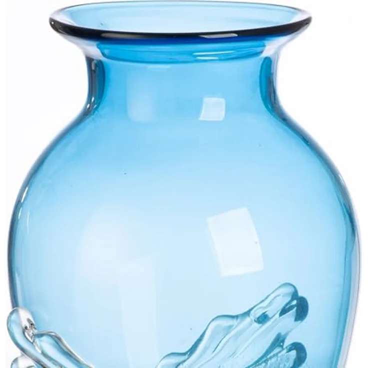 GILDE GLAS art Glas Art Vase Wave, durchgefärbtes blaues Glas, 50 cm hoch, wasserdichtes Wohnaccessoire – Bild 3