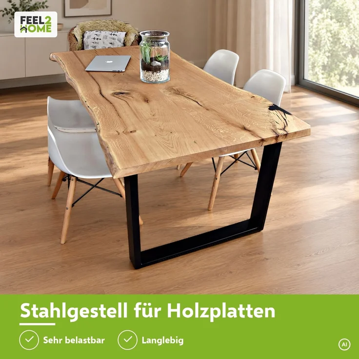 Tischuntergestell 90x72cm Möbelfüße Schwarz Tischbeine Industrie Bankkufen Stahl – Bild 6