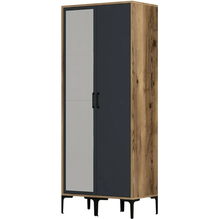 Dmora Garderobe 2 Türen Alhena 80x201,4 H cm Braun Kleiderstange – Bild 3